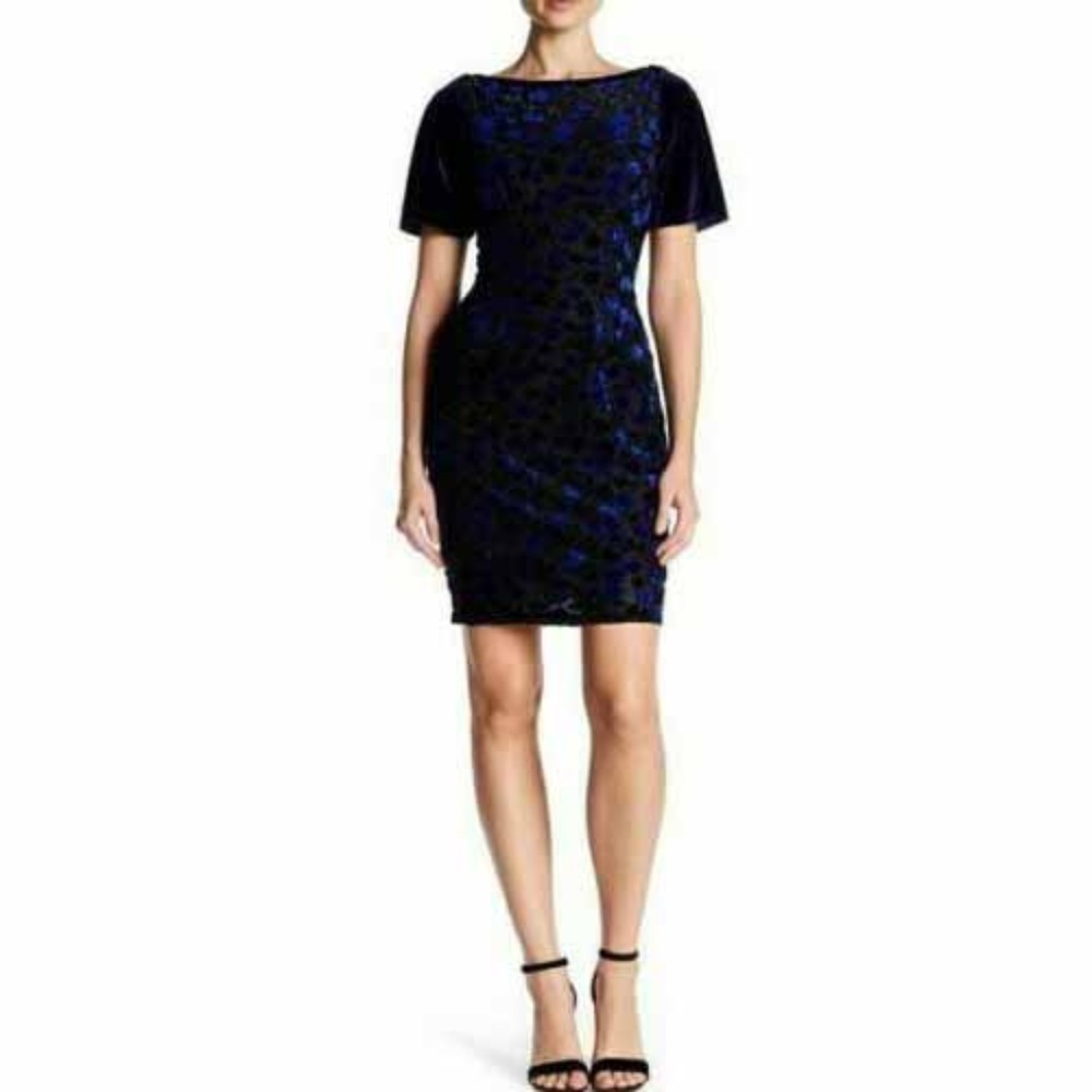 T Tahari Women's Riley Floral Velvet Dress Size M